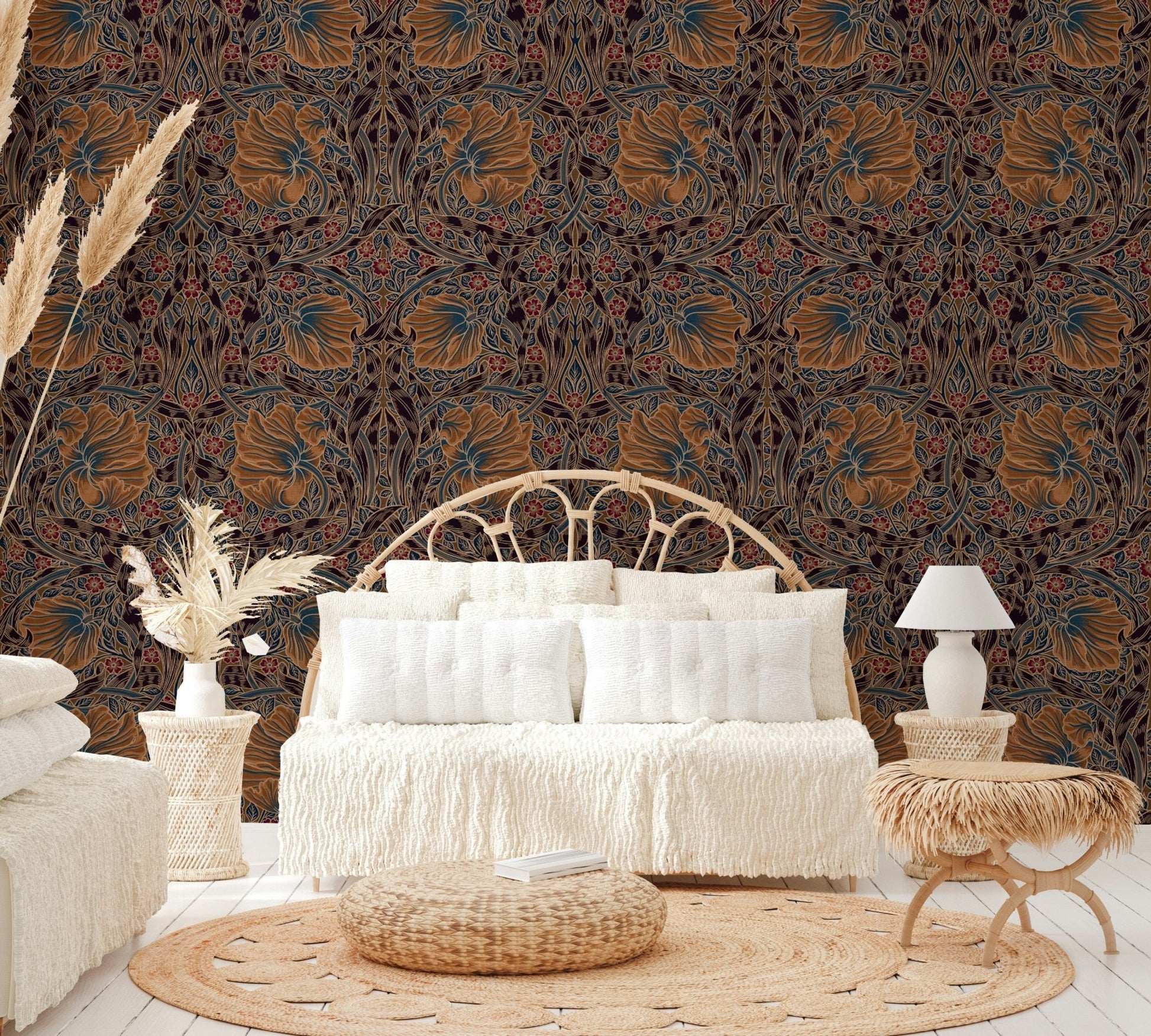 Traditional William Morris Pimpernel 3 wallpaper texture

