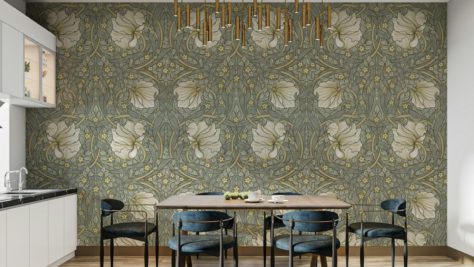 Classic botanical wallpaper Pimpernel 4 by William Morris, GD1309