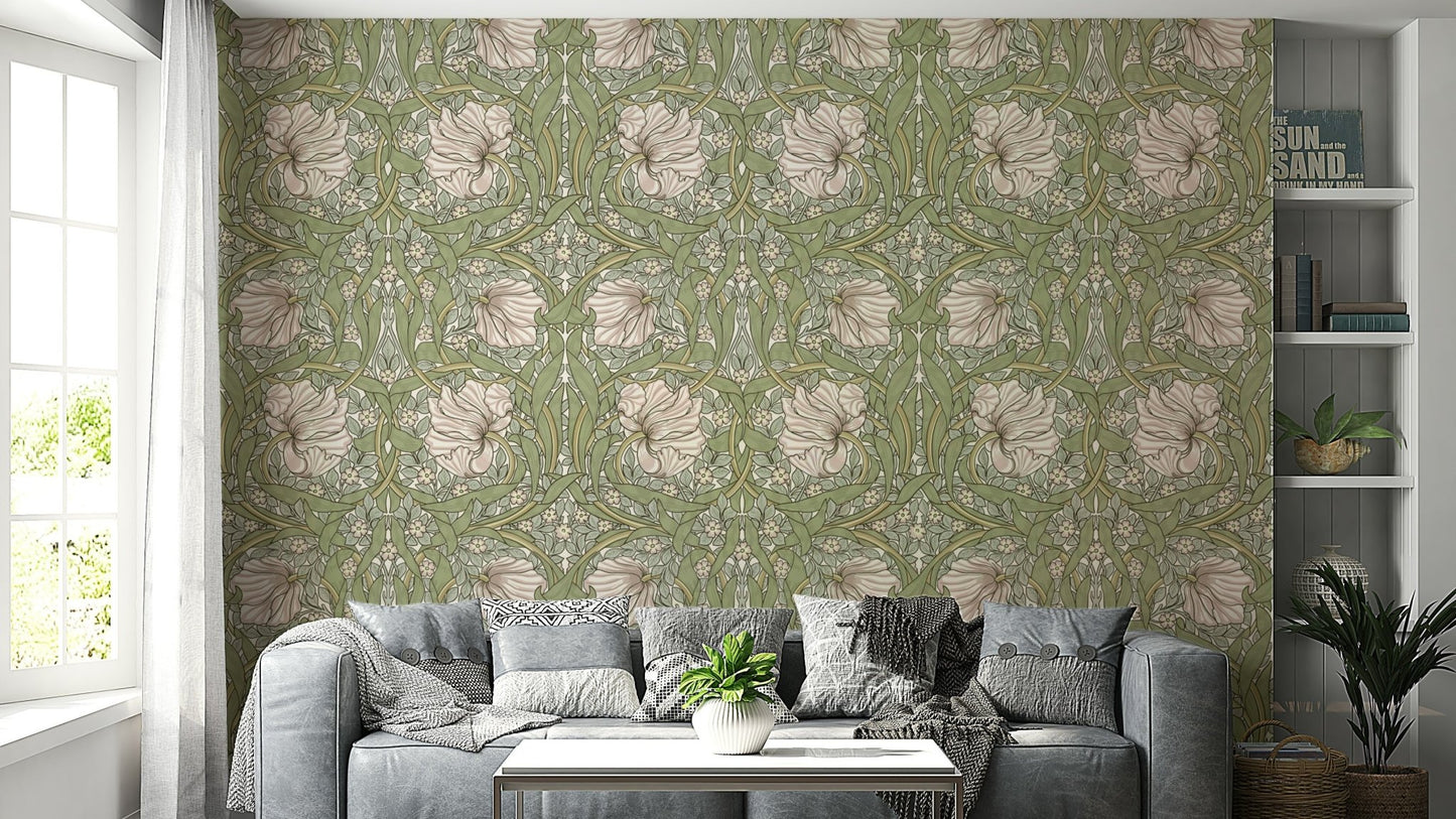 William Morris Pimpernel 5 wallpaper with floral pattern
