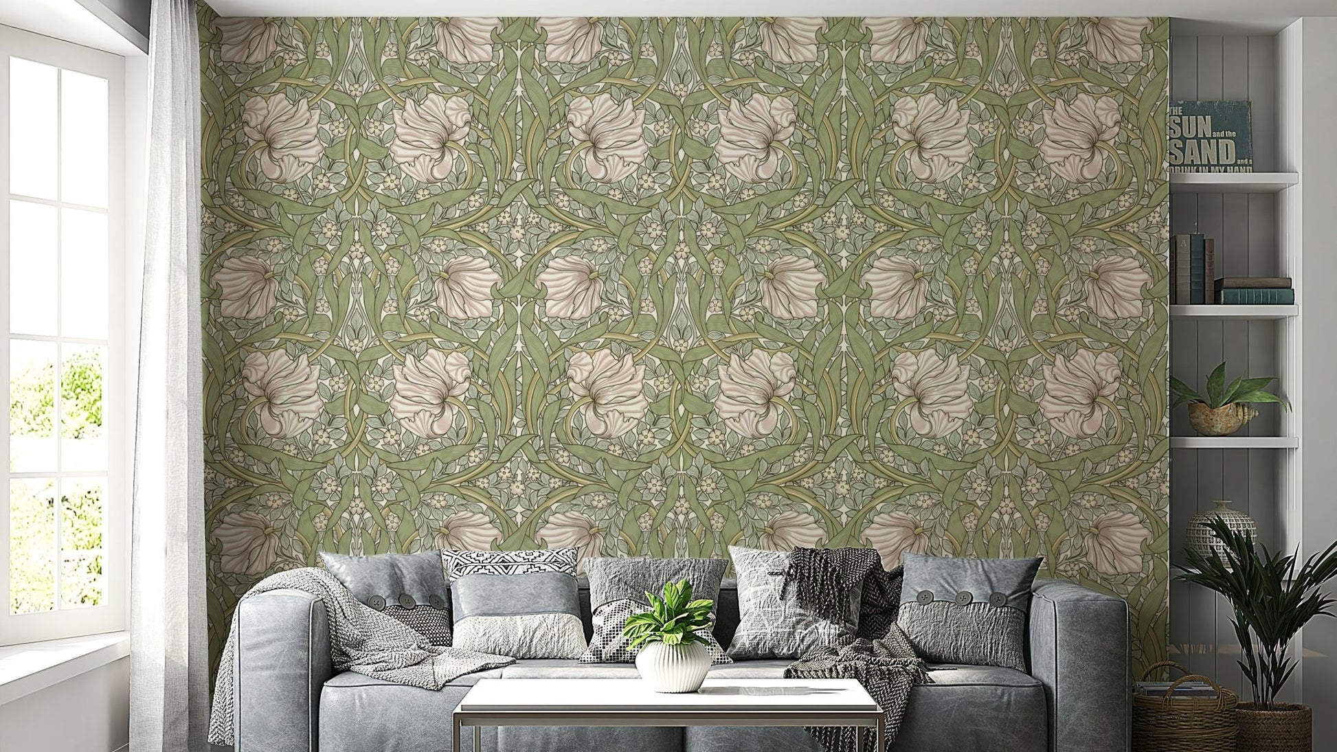 William Morris Pimpernel 5 wallpaper with floral pattern