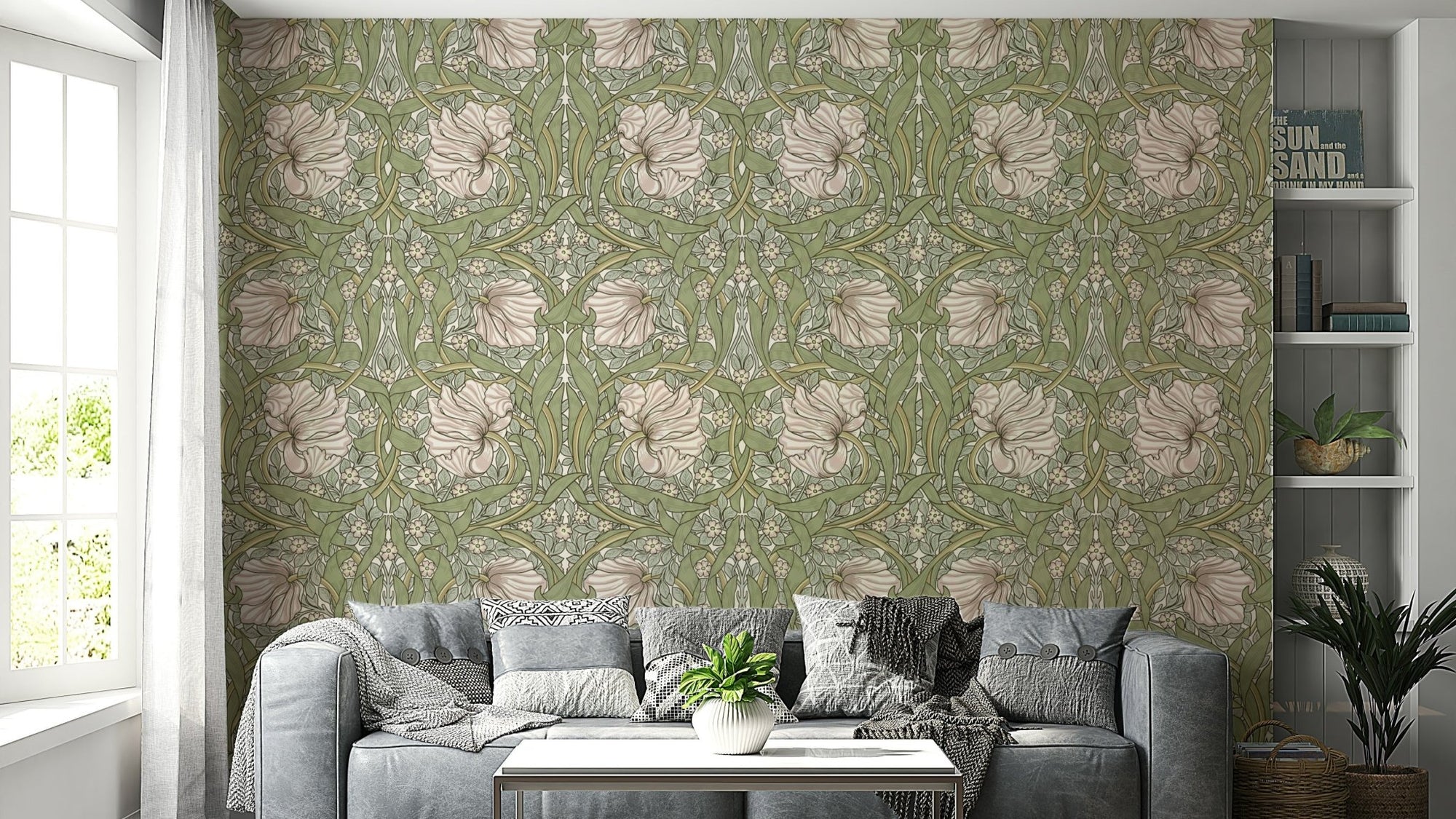 William Morris Pimpernel 5 wallpaper with floral pattern, GD1310