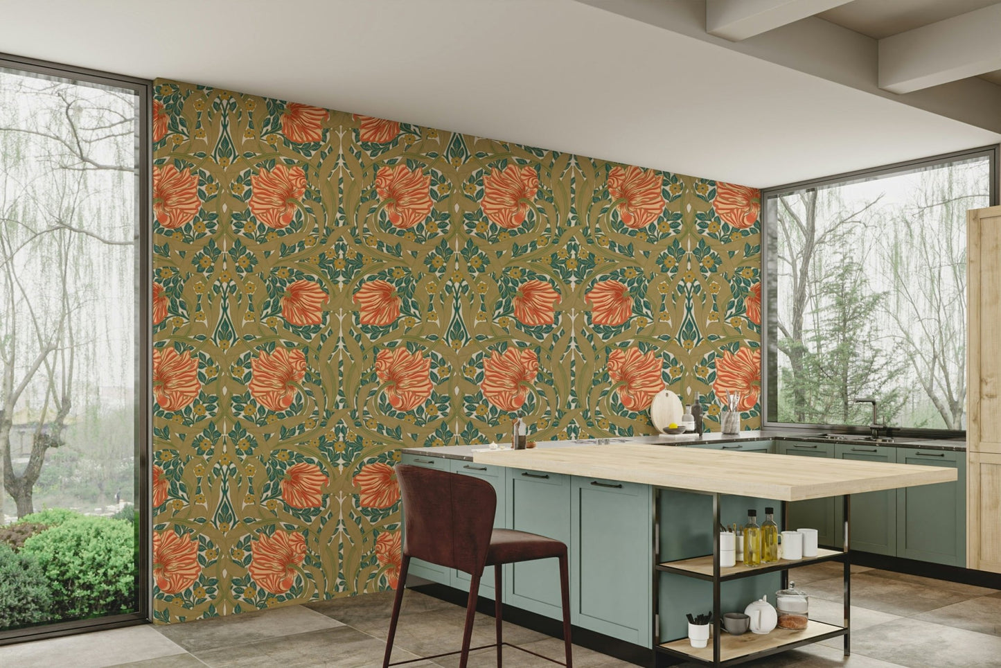 Classic botanical wallpaper Pimpernel 6 by William Morris