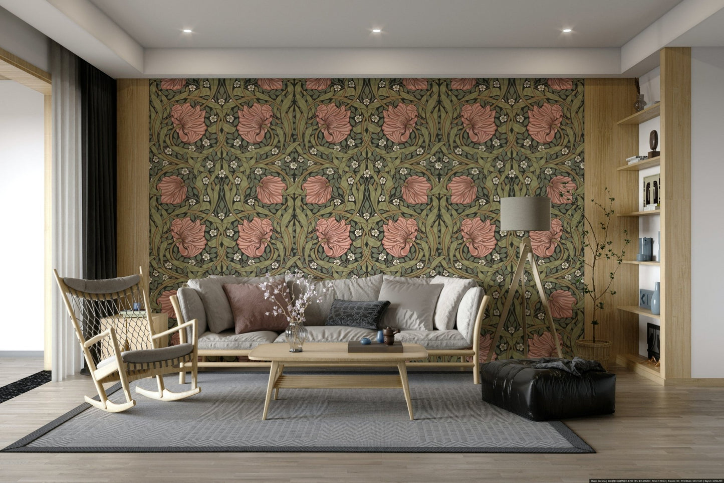 Elegant botanical wallpaper Pimpernel 7 by William Morris, GD1313