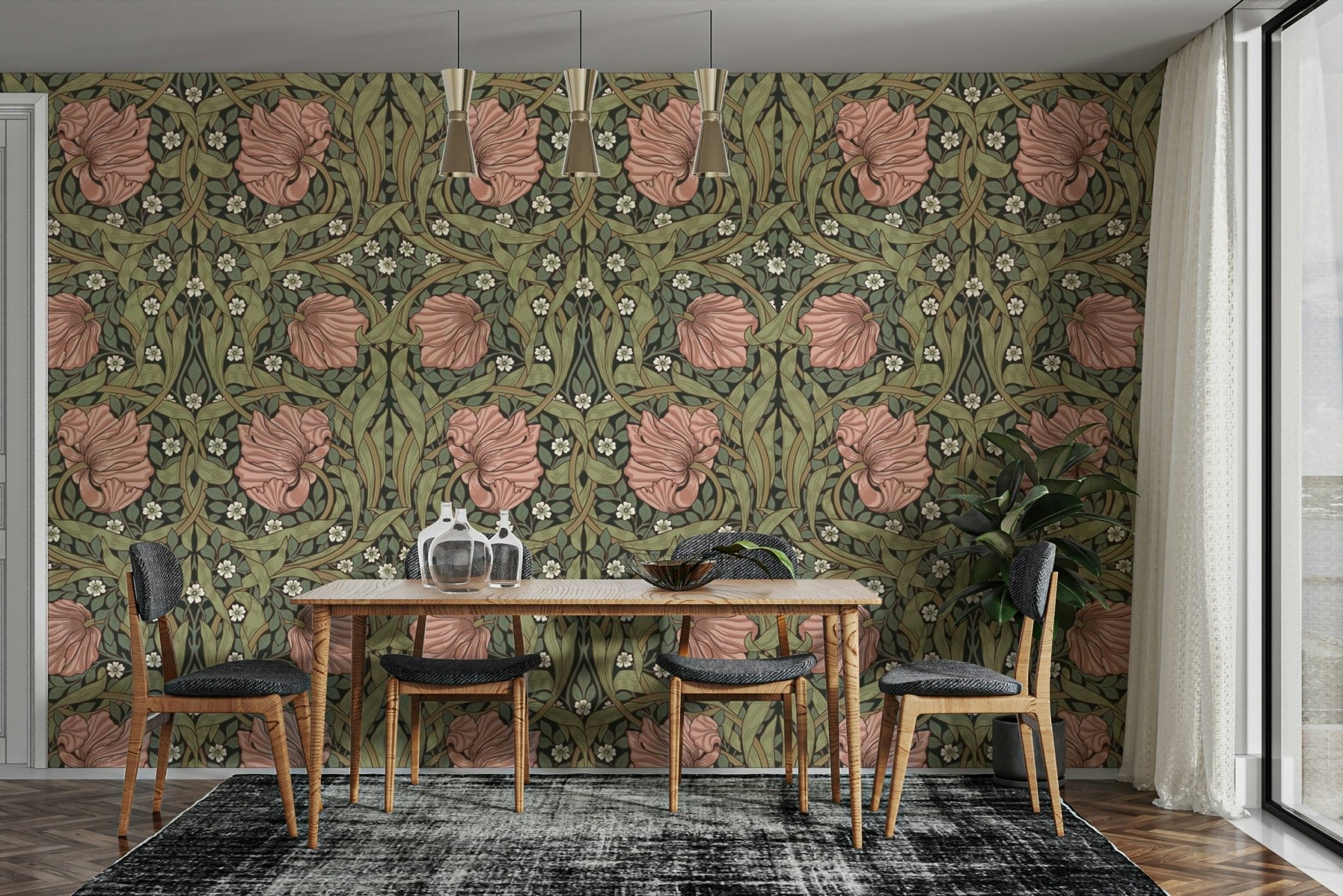Decorative floral wallpaper Pimpernel 7 by William Morris, GD1313