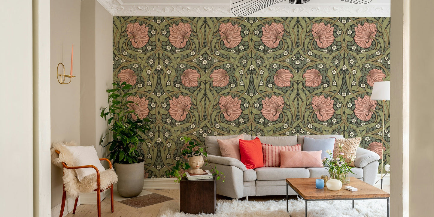 Traditional floral Pimpernel 7 wallpaper design detail, GD1313