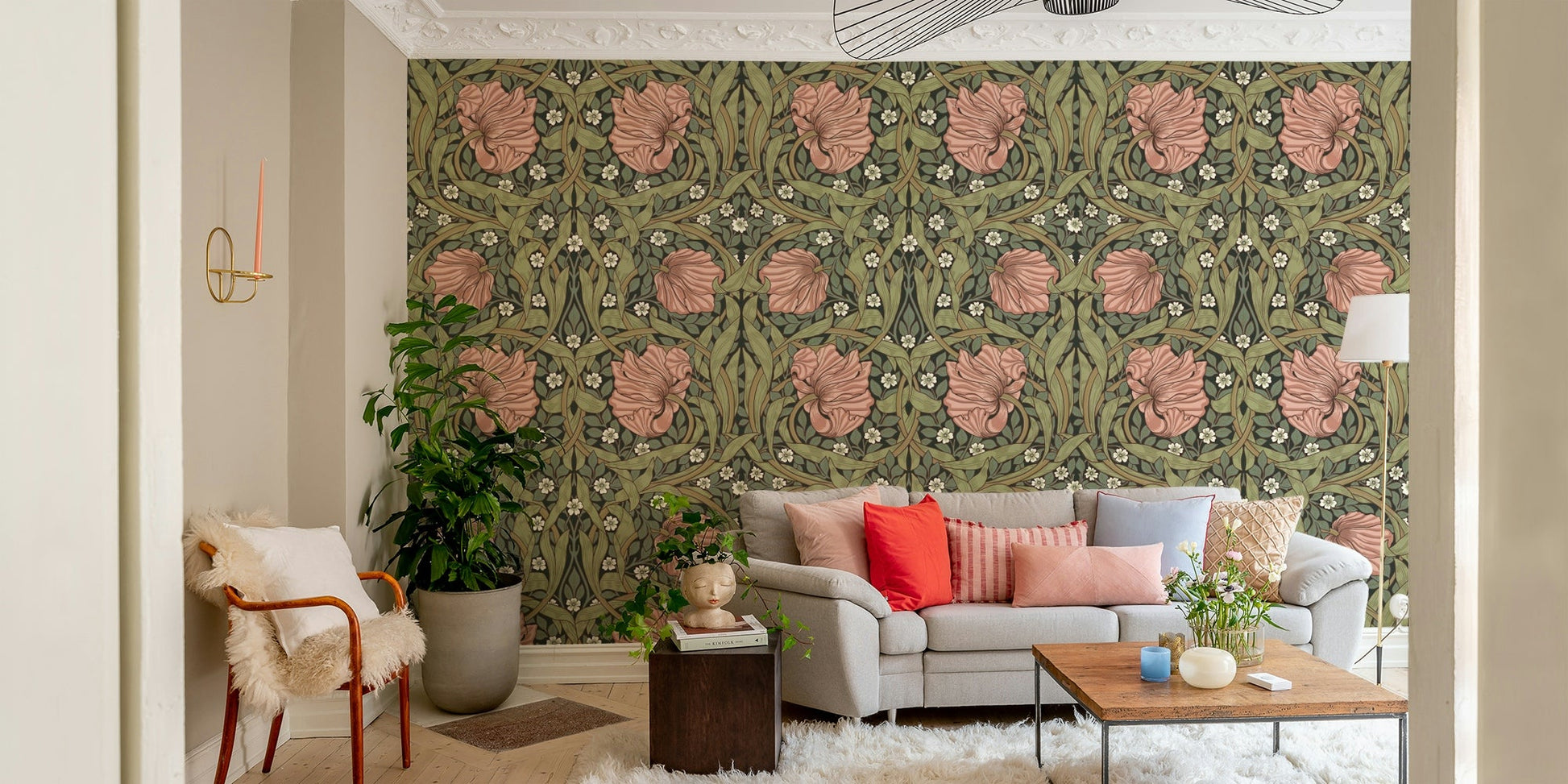 Traditional floral Pimpernel 7 wallpaper design detail, GD1313