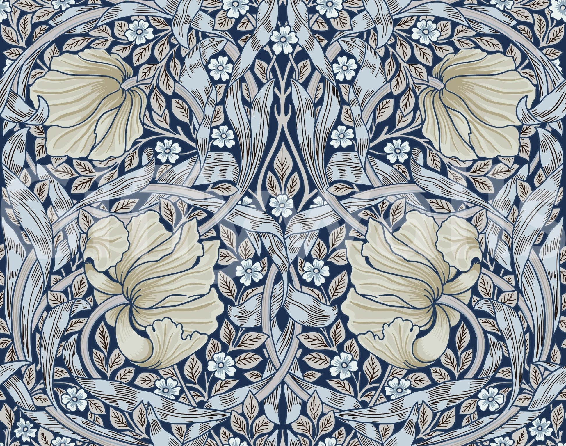 Decorative Pimpernel wallpaper pattern by William Morris

