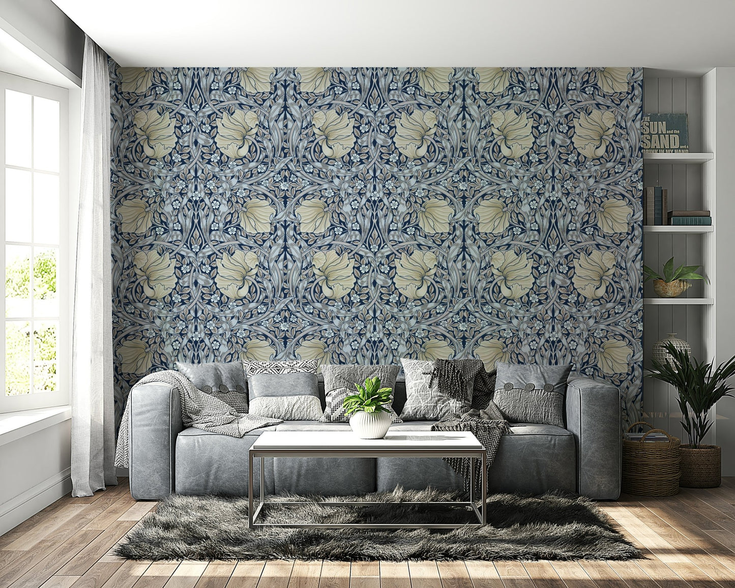 Botanical design on Pimpernel wallpaper by William Morris

