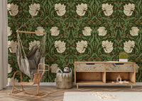 William Morris Pimpernel wallpaper with nature-inspired motifs

