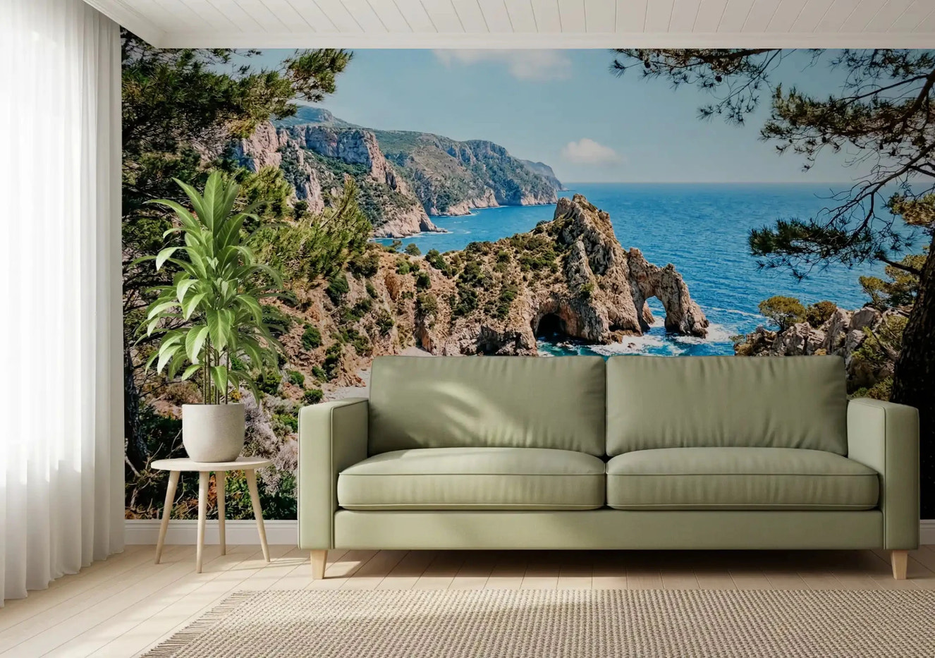 Pine - Framed Azure Coast Wall Mural