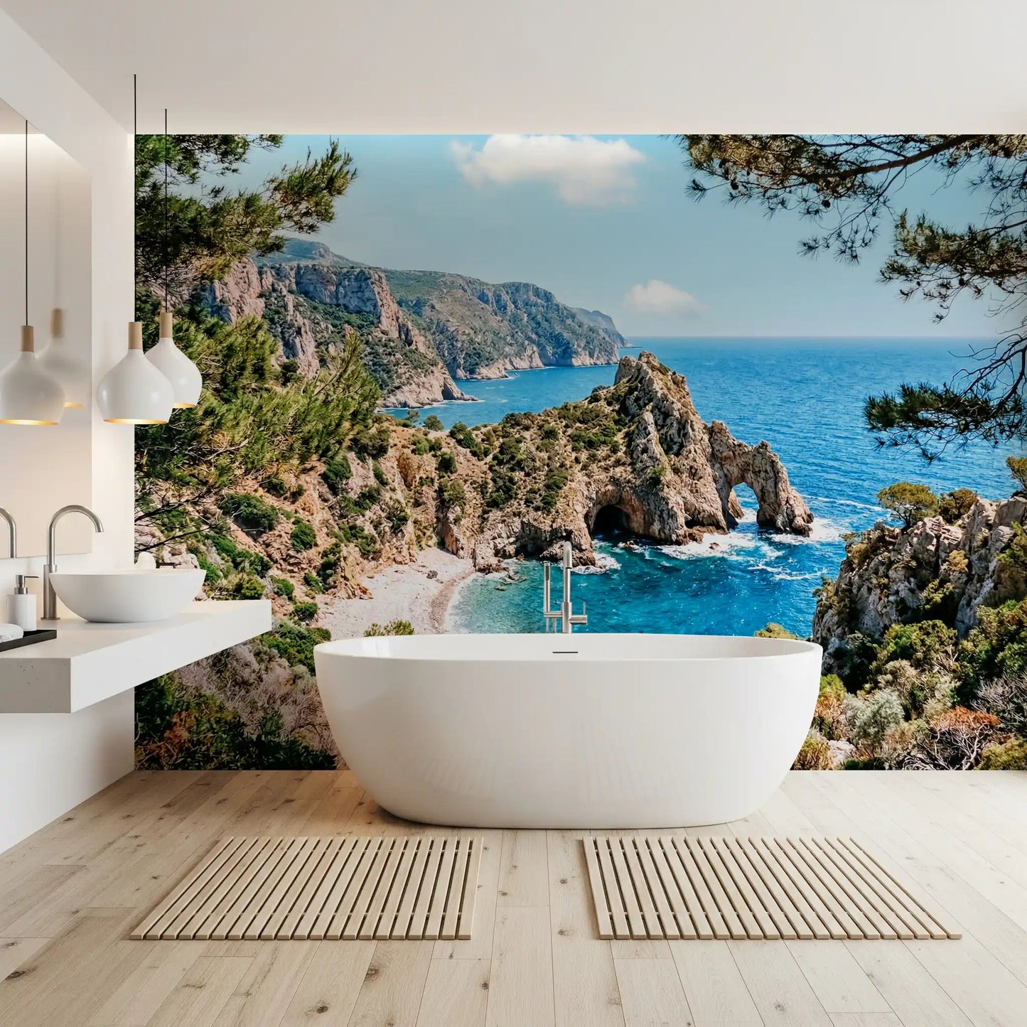 Pine - Framed Azure Coast Wall Mural