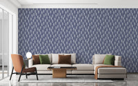 Crisp white pine trees on navy wallpaper A979
