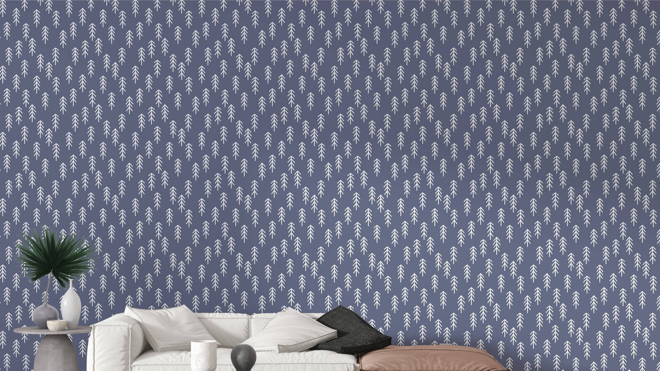 Scandinavian-inspired tree mural style
