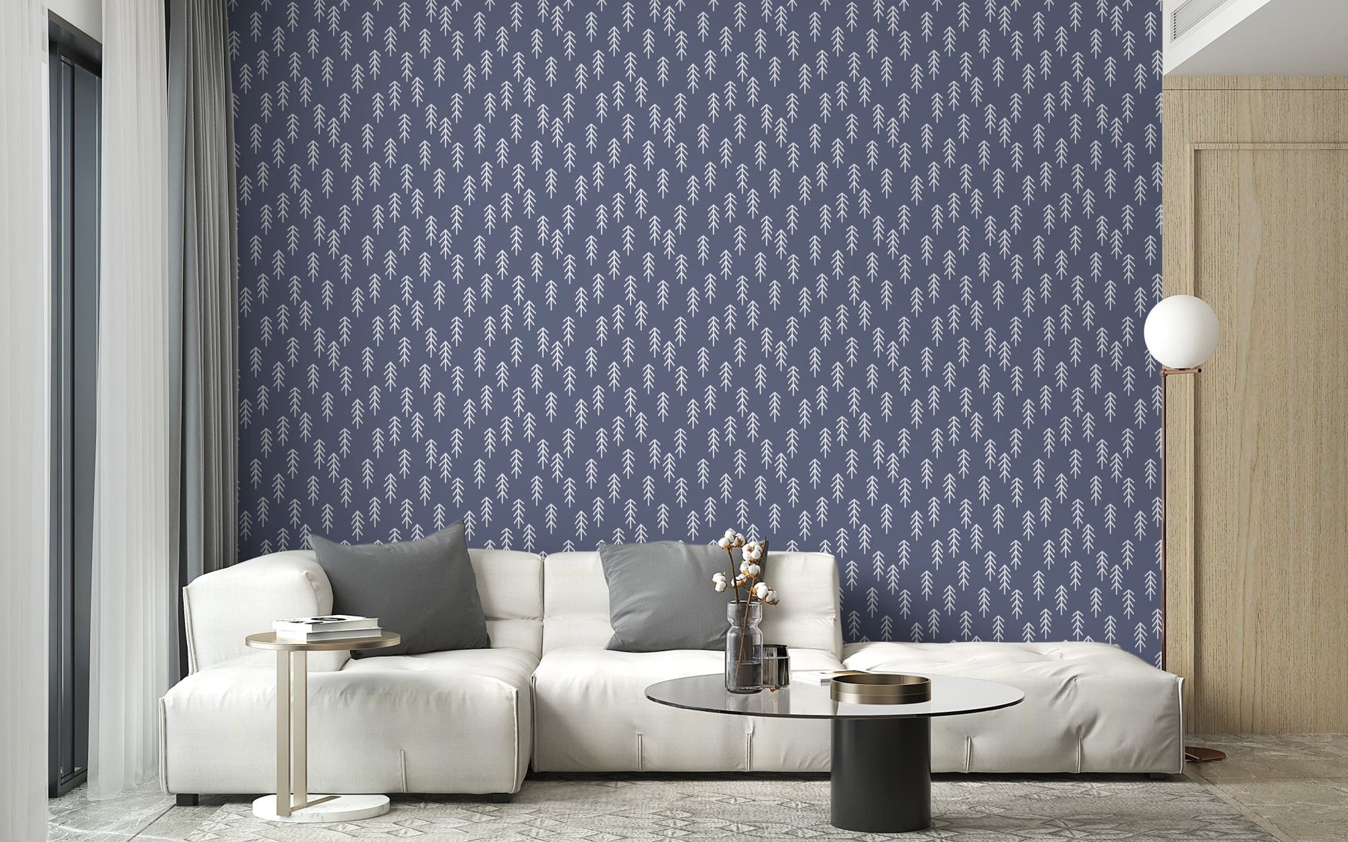 Minimalist Scandinavian tree mural art
 A979