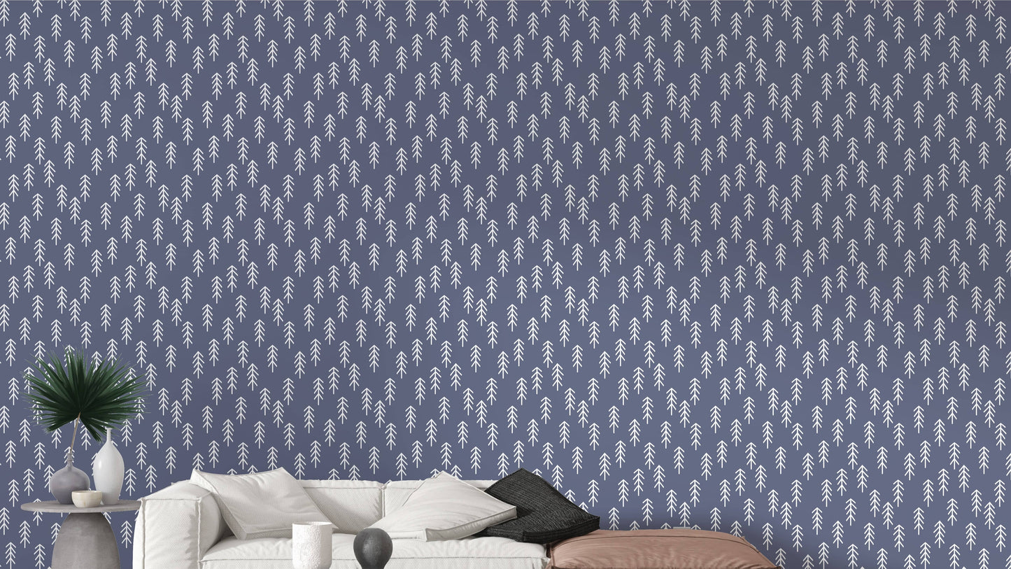 Scandinavian-inspired tree mural style
