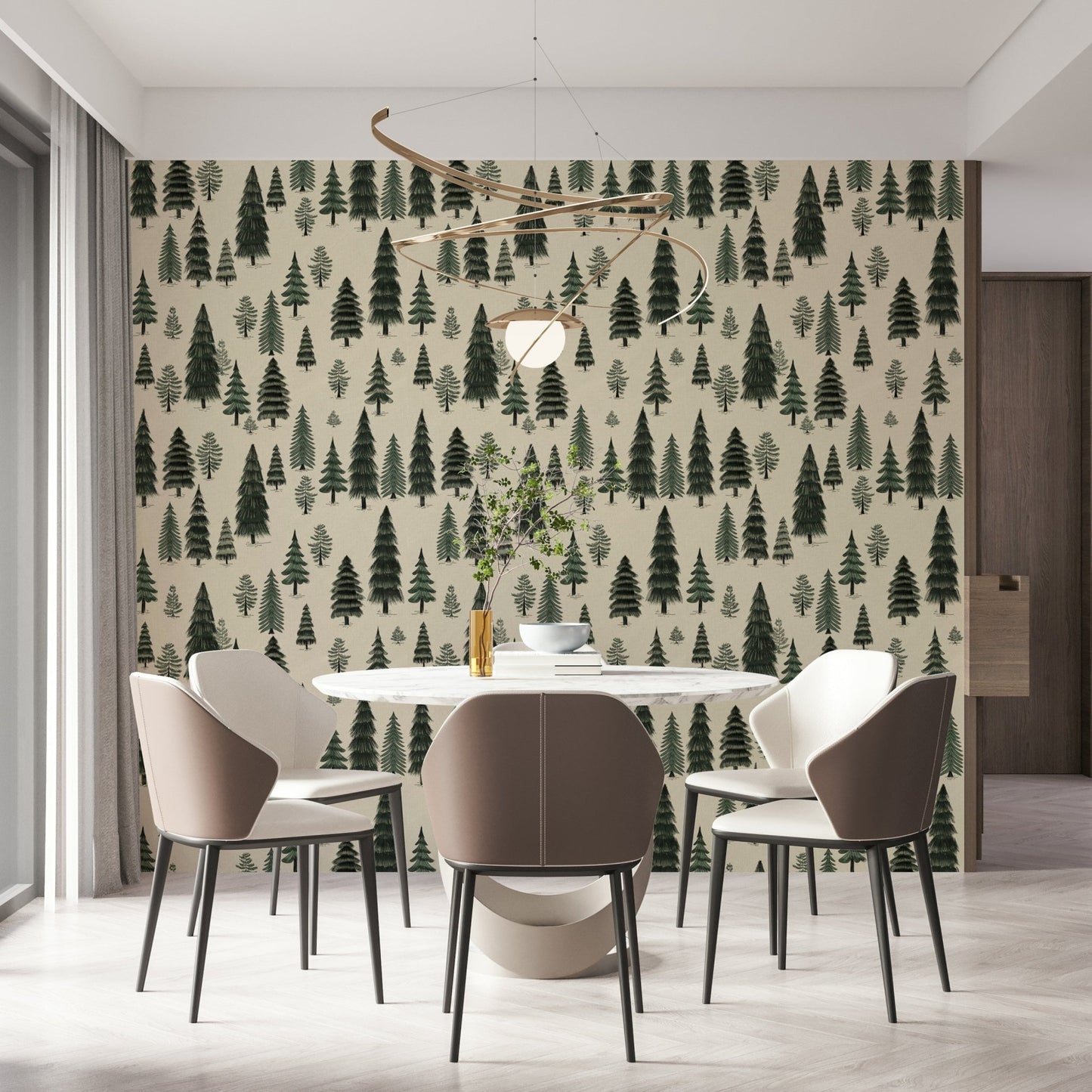 A contemplative gentle design wallpaper mural for a feature wall.