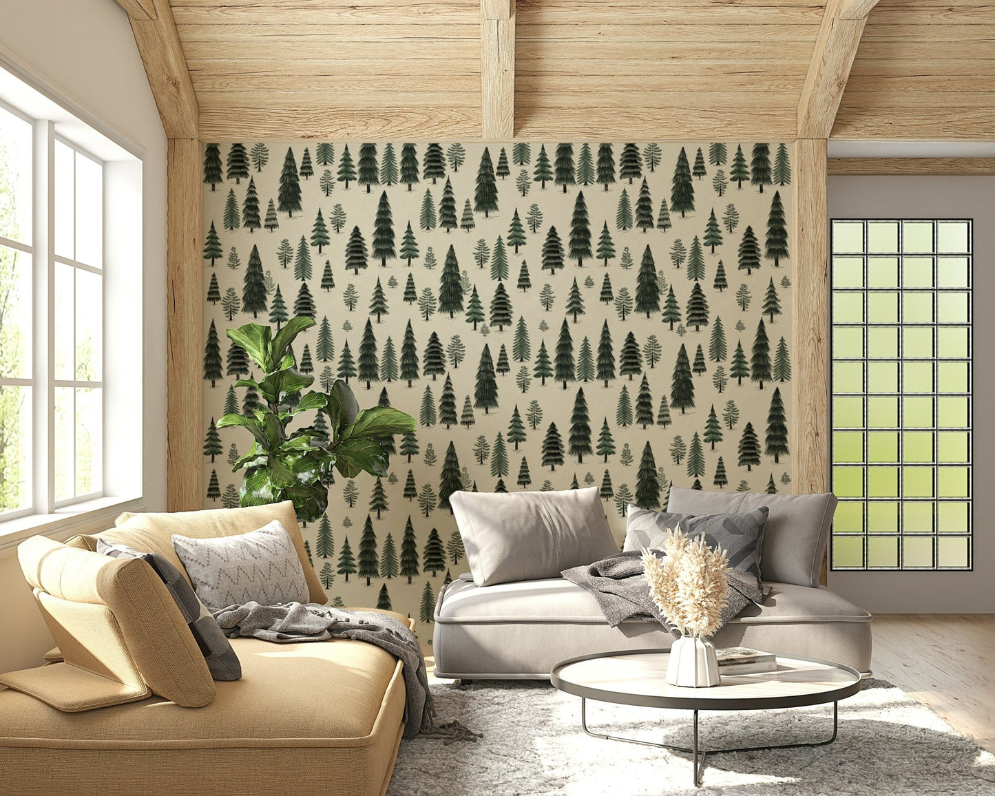 A serene subtle forest wall mural for your decor.