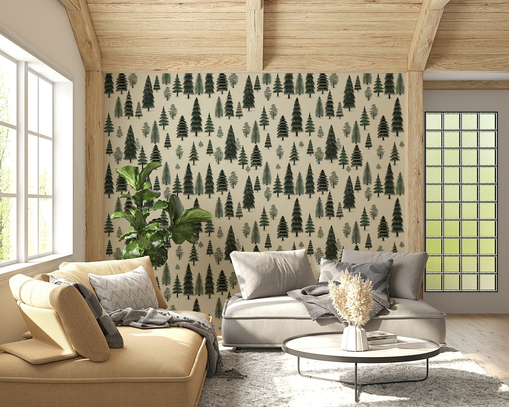 A serene subtle forest wall mural for your decor.