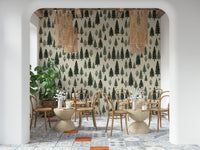 A graceful subtle pattern wall mural in cool, natural tones.