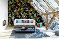 Pineapple paradise mural wallpaper with bright, bold colors.

