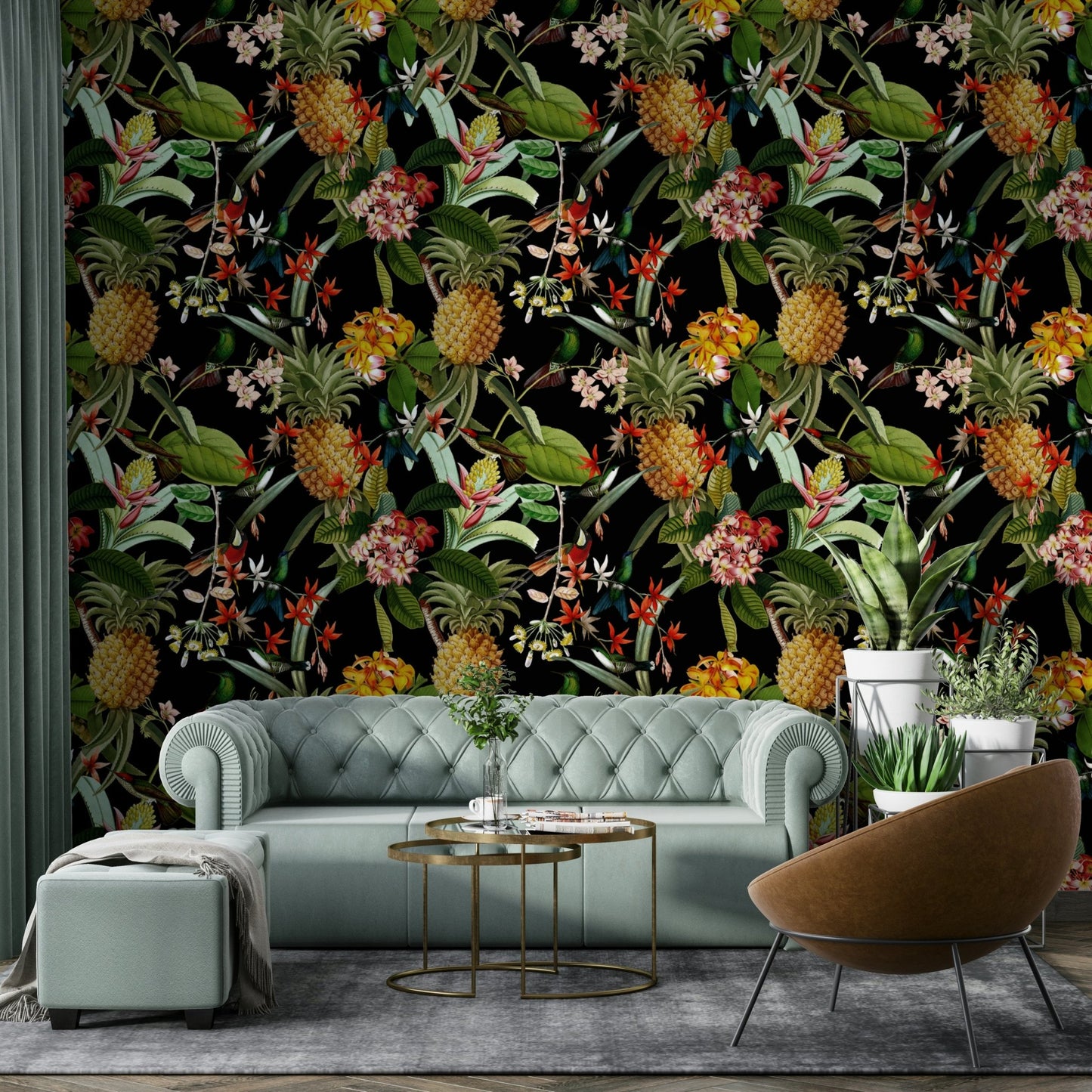 Fun and fruity pineapple wallpaper for modern interiors.

