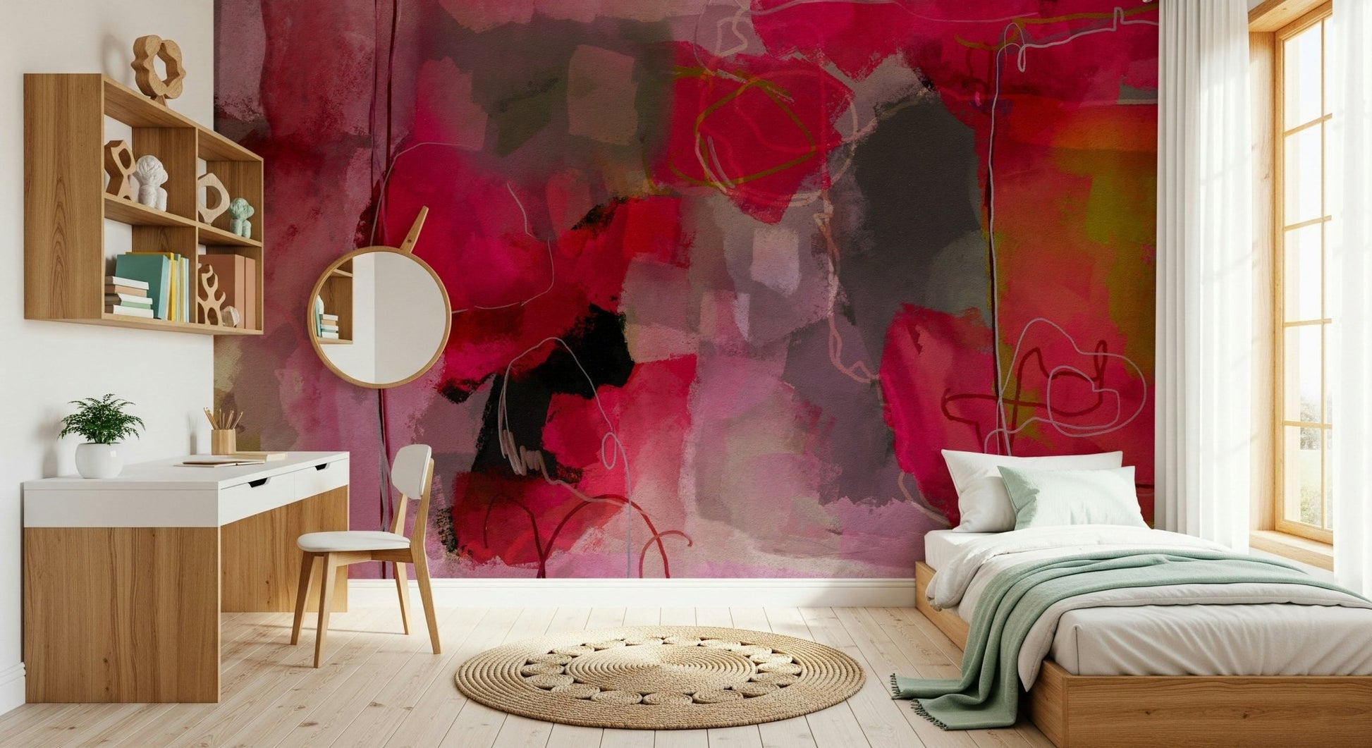A contemplative gentle design wallpaper mural for a feature wall.