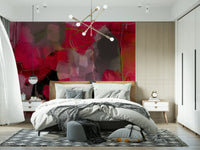 A peaceful modern abstract mural on decorative wallpaper.