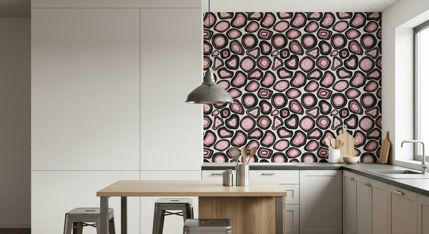 Seamless Pink Agate Stone Design paper, mineral slices, contemporary artwork.