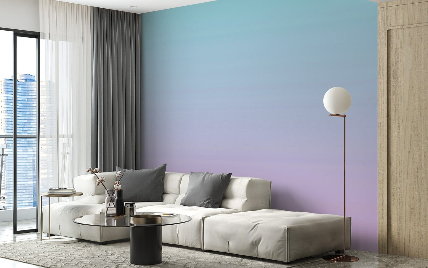 Pink and blue ombre mural for stylish wall decor
