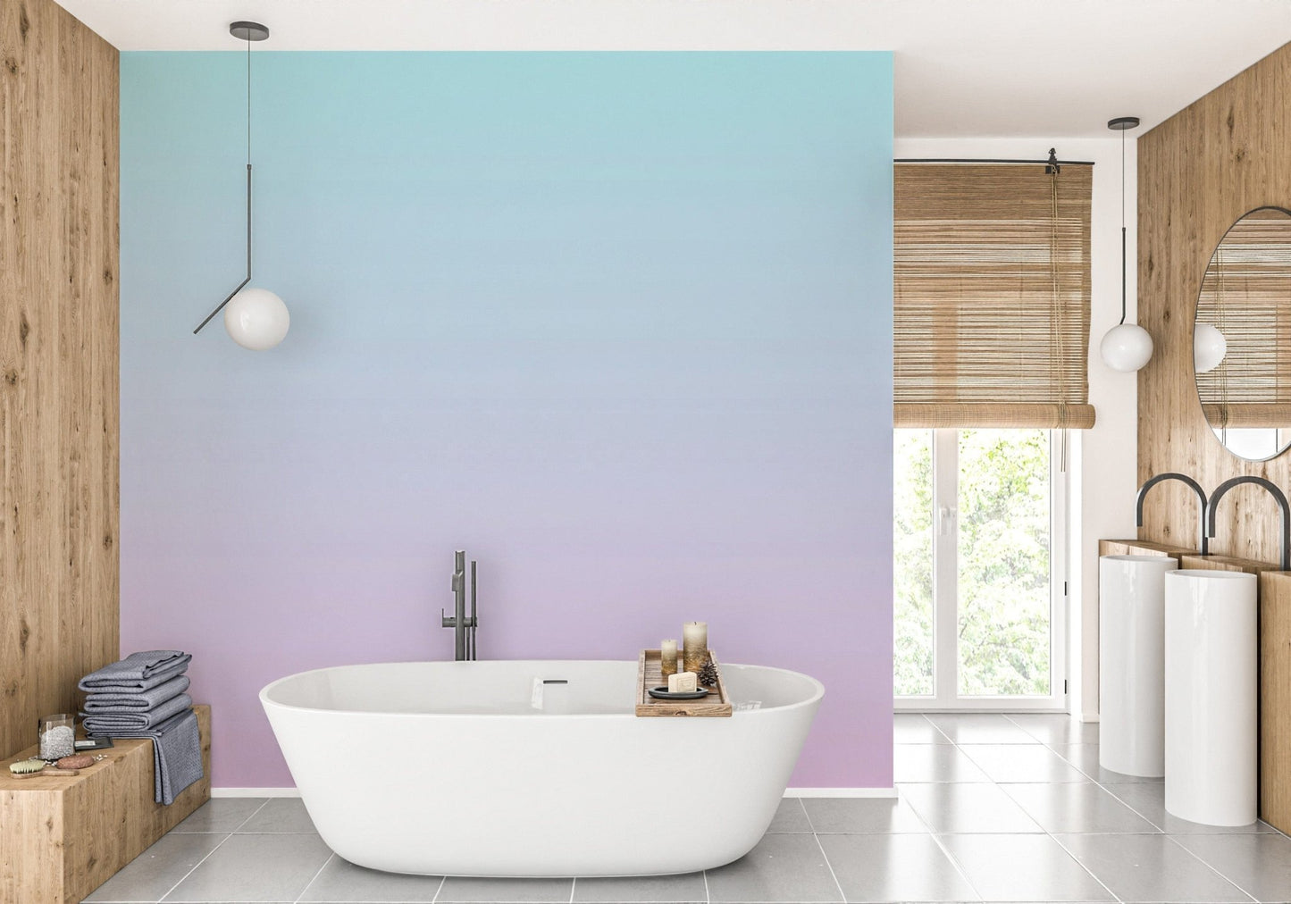 Pink and Blue Ombre Wallpaper Mural - Giffywalls