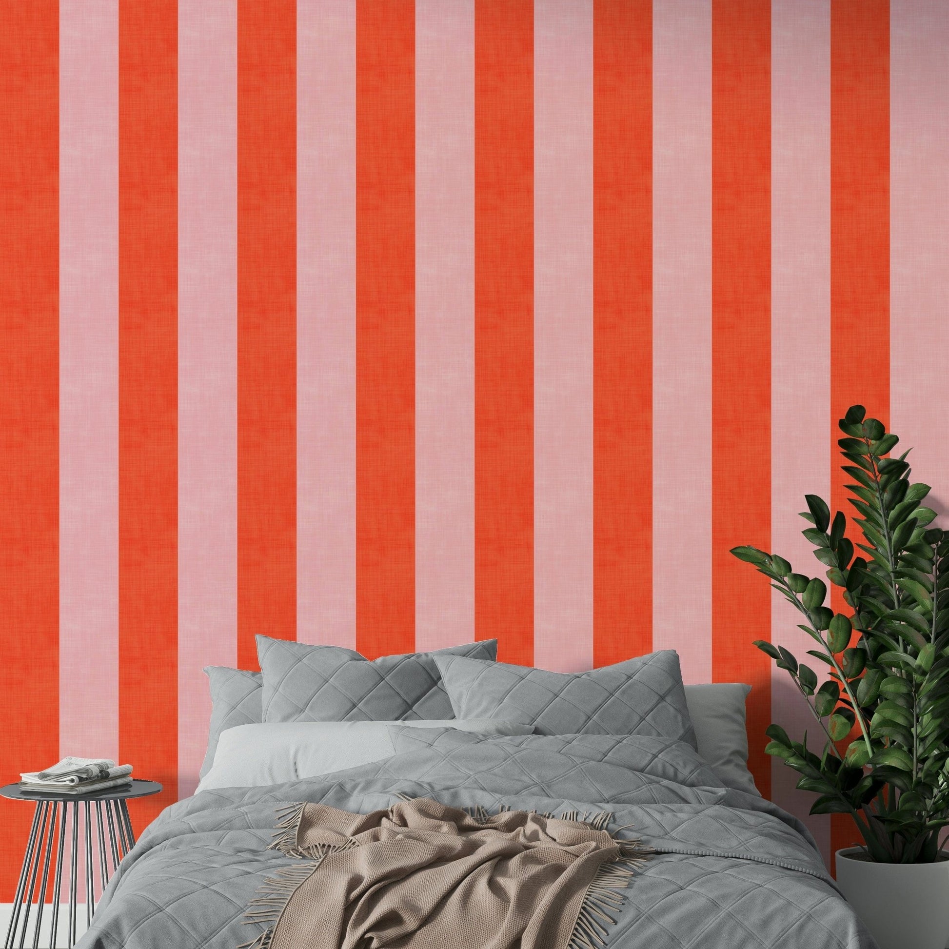 Modern striped linen wall covering

