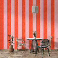 Bold red and pink stripe wall design

