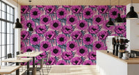 Soft pink blooms spread across Pink Anemone Garden wallpaper in a gentle repeat, GD9297