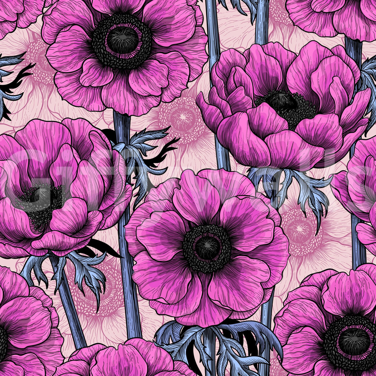 The blush-toned pattern in Pink Anemone Garden wallpaper adds soft floral detail, GD9297