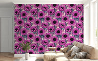 A pale backdrop keeps Pink Anemone Garden wallpaper bright and easy to style, GD9297