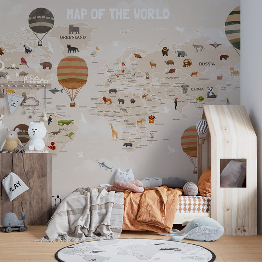 World Map Kids & Nursery Wallpaper - Giffywalls A906