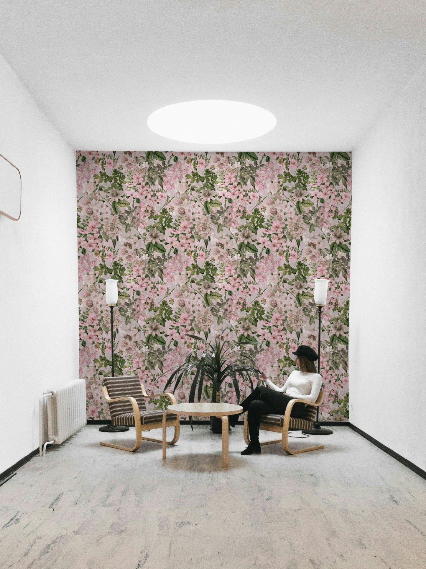 Peaceful floral wall mural.
