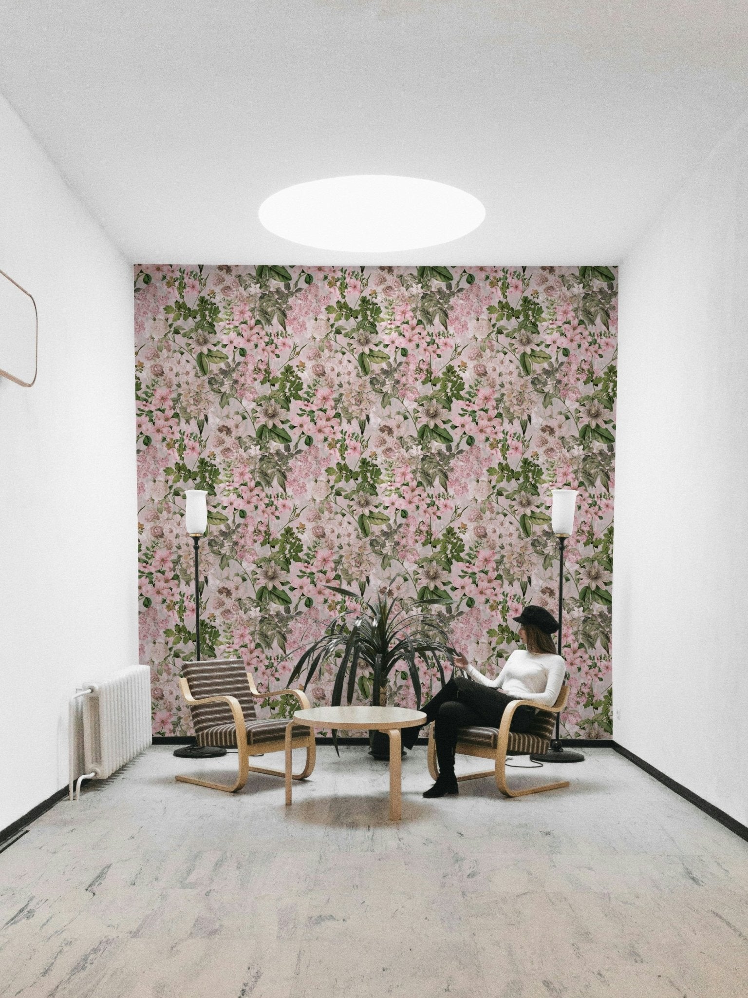 Peaceful floral wall mural.
