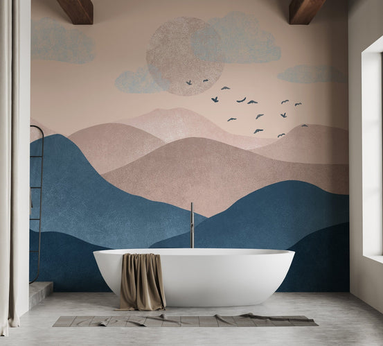 Landscape Blue Pink Mountain Wallpaper A694