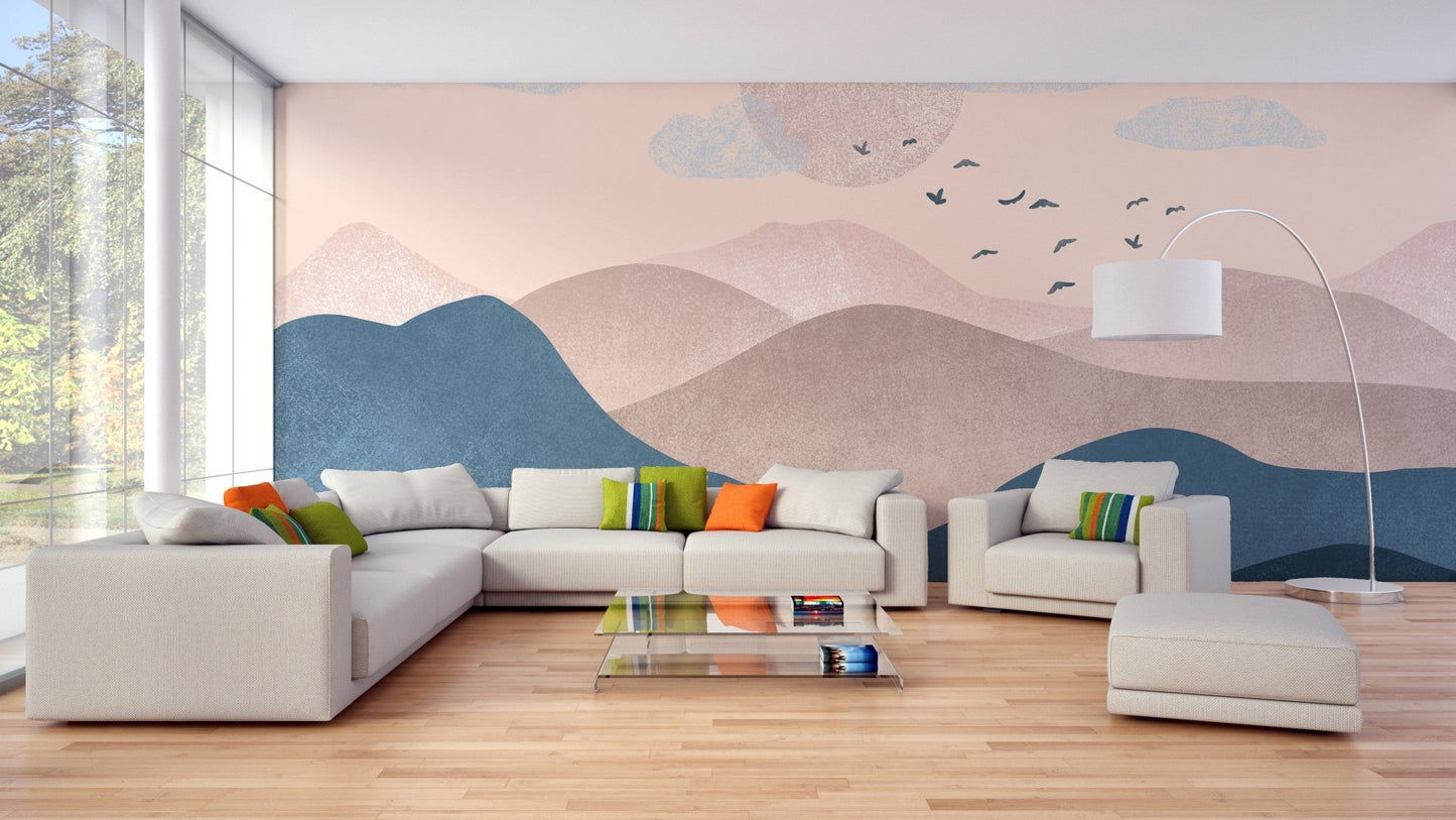 Landscape Blue Pink Mountain Wallpaper - Giffywalls
