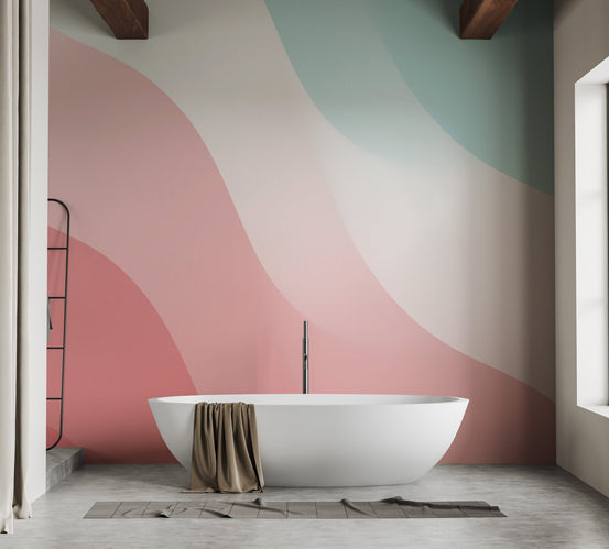 Pink & Blue Wavy Shades Wallpaper for bathrooms A578