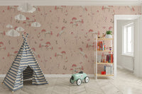 Fairytale unicorn and flowers wall mural
