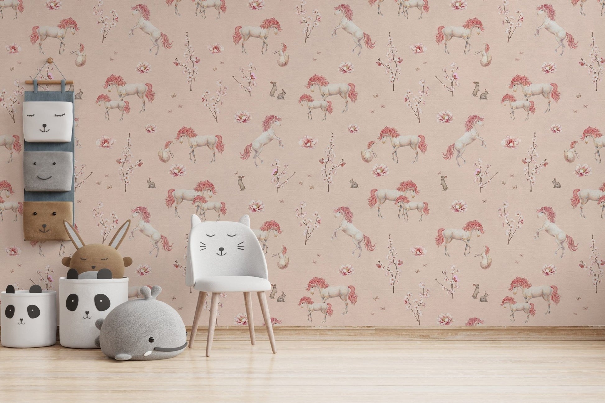 Elegant unicorn and blossoms wall decor
