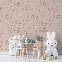 Pink pastel unicorn-themed kids' wallpaper
