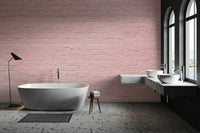 Cozy atmosphere with a pink brick serenity wall mural.

