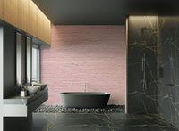 Stylish pink brick mural adding warmth to any room.

