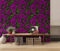 Curling vine tendrils thread between flowers in Pink Clematis Vine wallpaper.GD9572