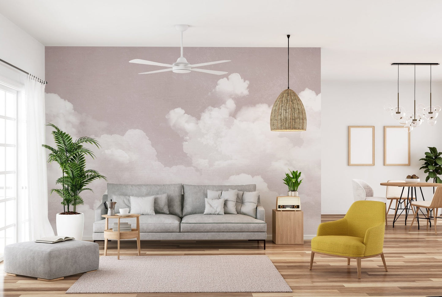 Pink Clouds Wall Mural - Giffywalls, C133