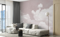 Dreamy pink cloud mural for walls, C133