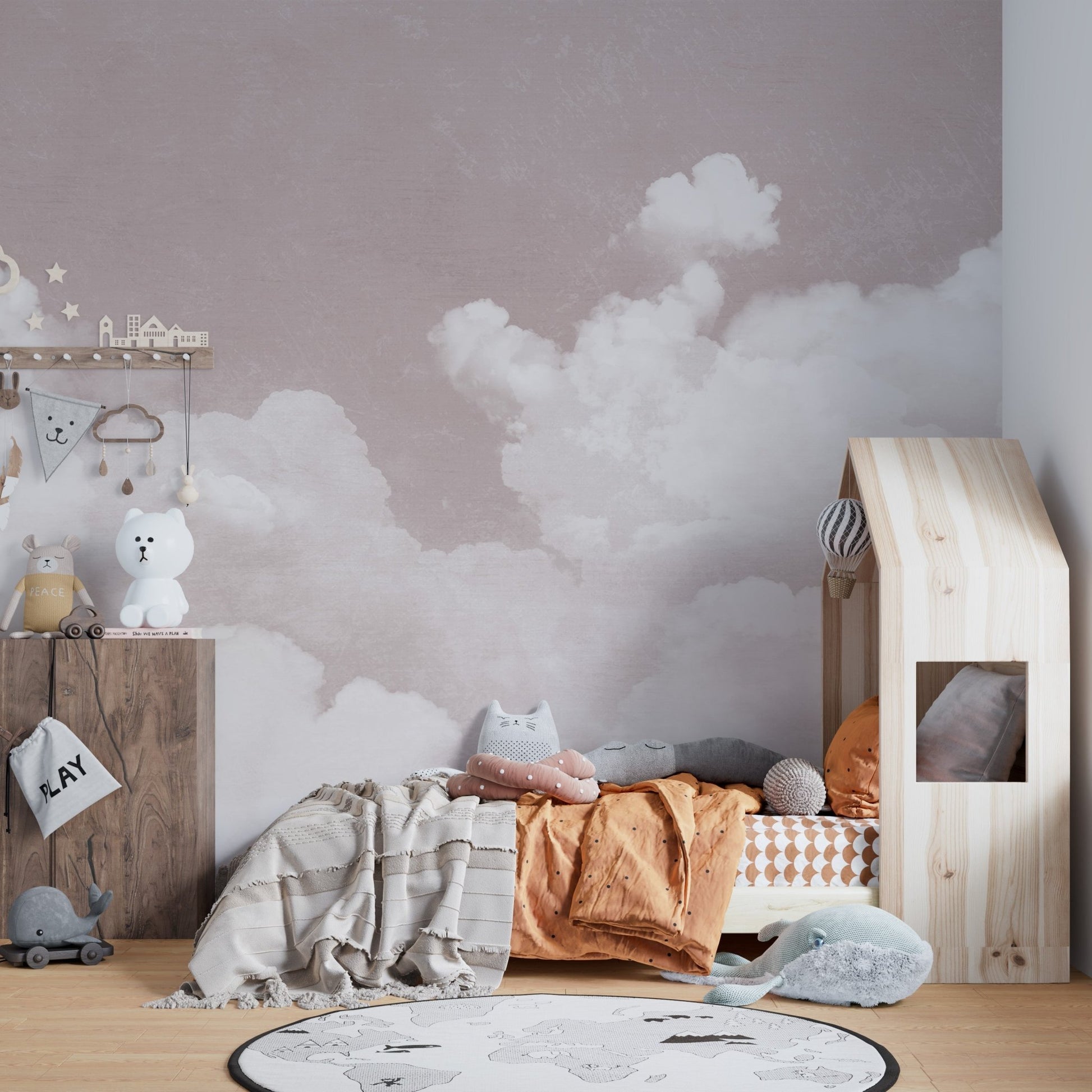 Pink cloud wallpaper for serene interiors, C133